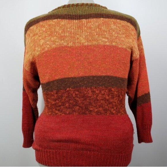 Vintage Ramie Cotton Southwestern Autumn Crew Neck Sweater Size 1X Fall Cozy - Picture 5 of 12
